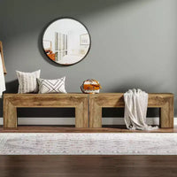 Banc d'entrée en bois Lantine 47'', banc d'entrée farmhouse avec rangement pour salon, chambre, couloir, montage facile, chêne brun