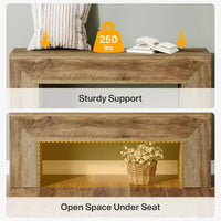Banc d'entrée en bois Lantine 47'', banc d'entrée farmhouse avec rangement pour salon, chambre, couloir, montage facile, chêne brun