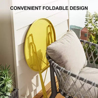 Ensemble bistro de terrasse en acier 3 pièces peu encombrant - table pliante et 2 chaises, cadre supérieur, résistant aux intempéries, sans montage, portable pour jardin, balcon