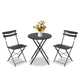 3 Piece Folding Patio Bistro Set, Outdoor/Indoor Bistro Table and Chairs Set with Metal Frame, Portable Round Table with 2 Chairs for Garden Porch