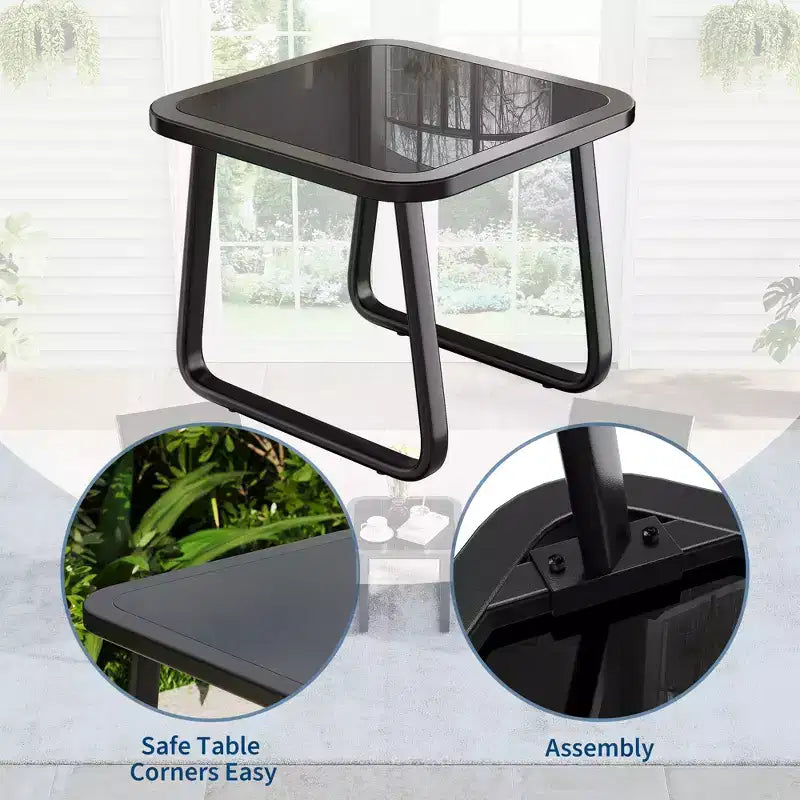 Ensemble table et chaises d'extérieur 3 pièces, ensemble bistro de patio, cadre en métal résistant à la rouille, durable pour jardin, pelouse, cour, balcon
