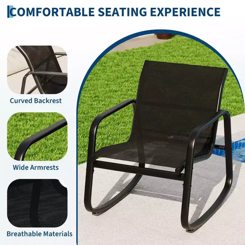 Ensemble table et chaises d'extérieur 3 pièces, ensemble bistro de patio, cadre en métal résistant à la rouille, durable pour jardin, pelouse, cour, balcon