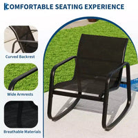 Ensemble table et chaises d'extérieur 3 pièces, ensemble bistro de patio, cadre en métal résistant à la rouille, durable pour jardin, pelouse, cour, balcon