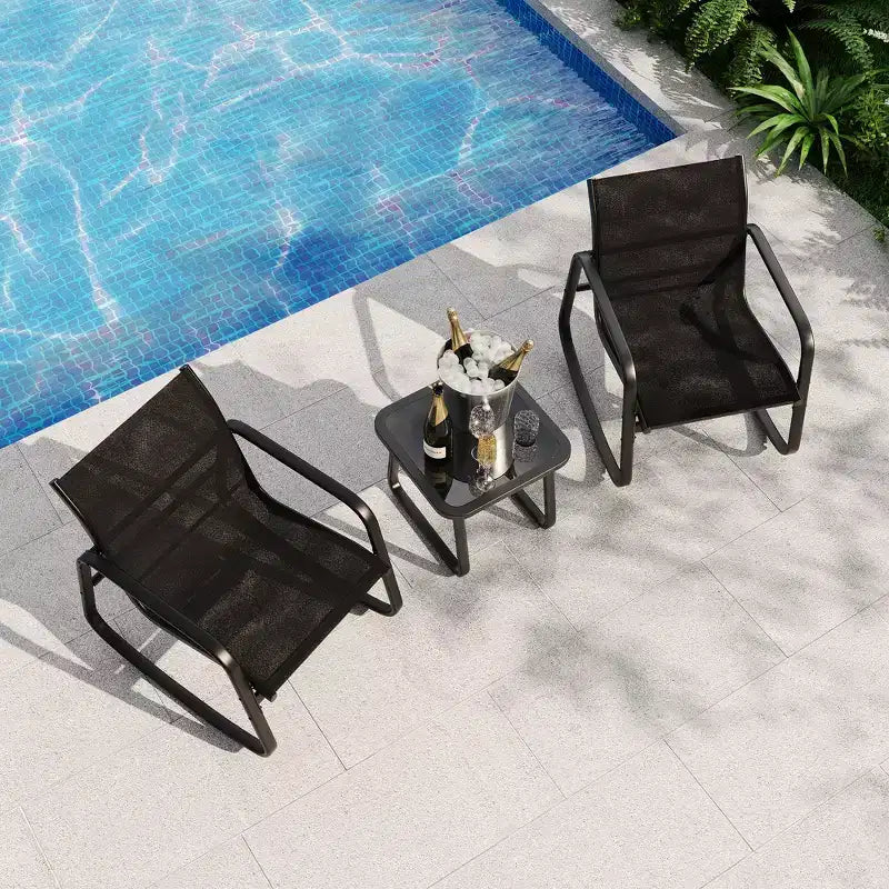 Ensemble table et chaises d'extérieur 3 pièces, ensemble bistro de patio, cadre en métal résistant à la rouille, durable pour jardin, pelouse, cour, balcon