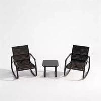Ensemble bistro à bascule d'extérieur 3 pièces - Petit ensemble de mobilier de patio en tissu Textilene avec accoudoirs en fer et table basse pour pelouse, porche, balcon, bord de piscine