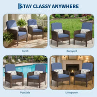 Lot de 2 chaises modernes en résine tressée - Mobilier d'extérieur en rotin tout temps avec coussins, ensemble bistro de conversation de patio minimaliste pour décor de balcon et terrasse