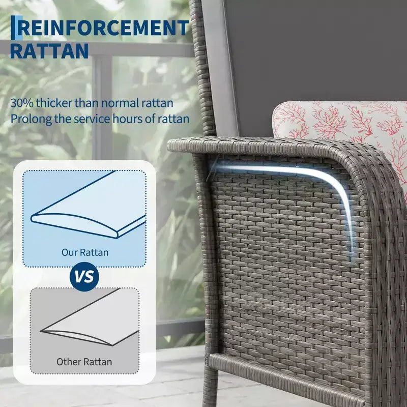 Lot de 2 chaises modernes en résine tressée - Mobilier d'extérieur en rotin tout temps avec coussins, ensemble bistro de conversation de patio minimaliste pour décor de balcon et terrasse
