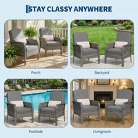 Lot de 2 chaises modernes en résine tressée - Mobilier d'extérieur en rotin tout temps avec coussins, ensemble bistro de conversation de patio minimaliste pour décor de balcon et terrasse