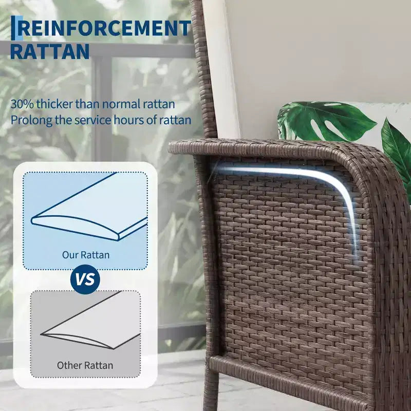 Lot de 2 chaises modernes en résine tressée - Mobilier d'extérieur en rotin tout temps avec coussins, ensemble bistro de conversation de patio minimaliste pour décor de balcon et terrasse