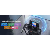 Tapis de Course YOUNGFIT 3,5 CV avec Poste de Travail et Hauteur Réglable, Capacité de 204 kg, Tapis de Marche Pliable Portable à Inclinaison de 15 % avec Barre de Maintien