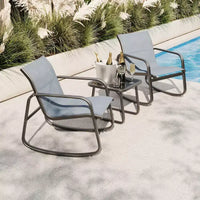 Ensemble de bistrot 3 pièces GustoWave avec chaises à bascule, maille textilène et cadre en métal
