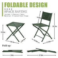 NAYSAYE Ensemble bistro de patio pliant - Acier résistant à la rouille, mobilier d'extérieur gain de place pour jardin et balcon, 18,1*18,1*19,5