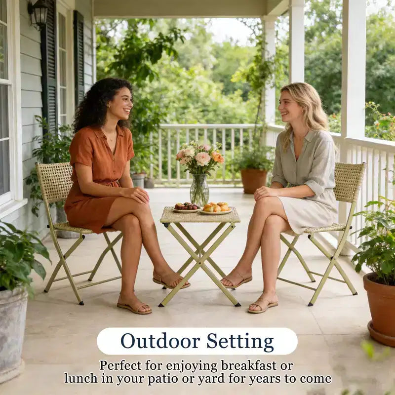 NAYSAYE Ensemble bistro de patio pliant - Acier résistant à la rouille, mobilier d'extérieur gain de place pour jardin et balcon, 18,1*18,1*19,5
