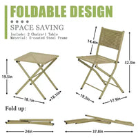 NAYSAYE Ensemble bistro de patio pliant - Acier résistant à la rouille, mobilier d'extérieur gain de place pour jardin et balcon, 18,1*18,1*19,5