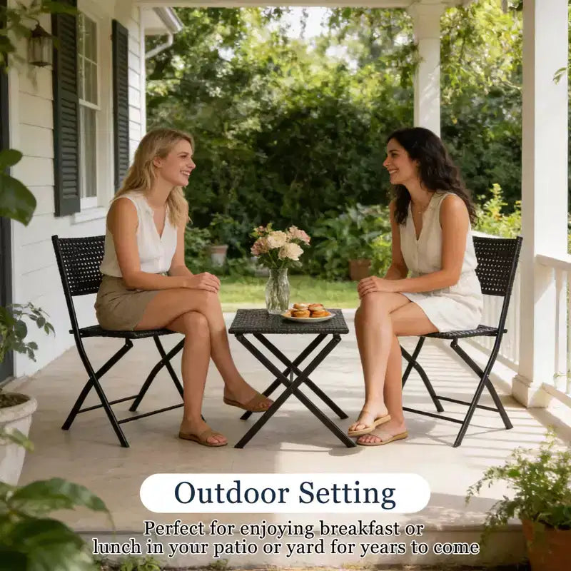 NAYSAYE Ensemble bistro de patio pliant - Acier résistant à la rouille, mobilier d'extérieur gain de place pour jardin et balcon, 18,1*18,1*19,5