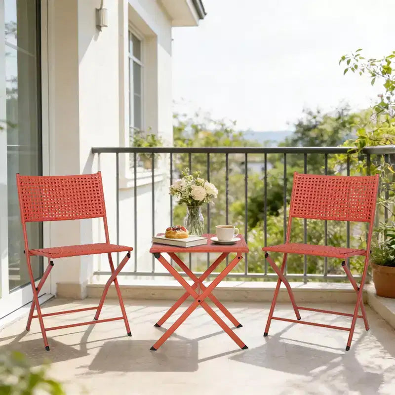 NAYSAYE Ensemble bistro de patio pliant - Acier résistant à la rouille, mobilier d'extérieur gain de place pour jardin et balcon, 18,1*18,1*19,5