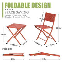 NAYSAYE Ensemble bistro de patio pliant - Acier résistant à la rouille, mobilier d'extérieur gain de place pour jardin et balcon, 18,1*18,1*19,5