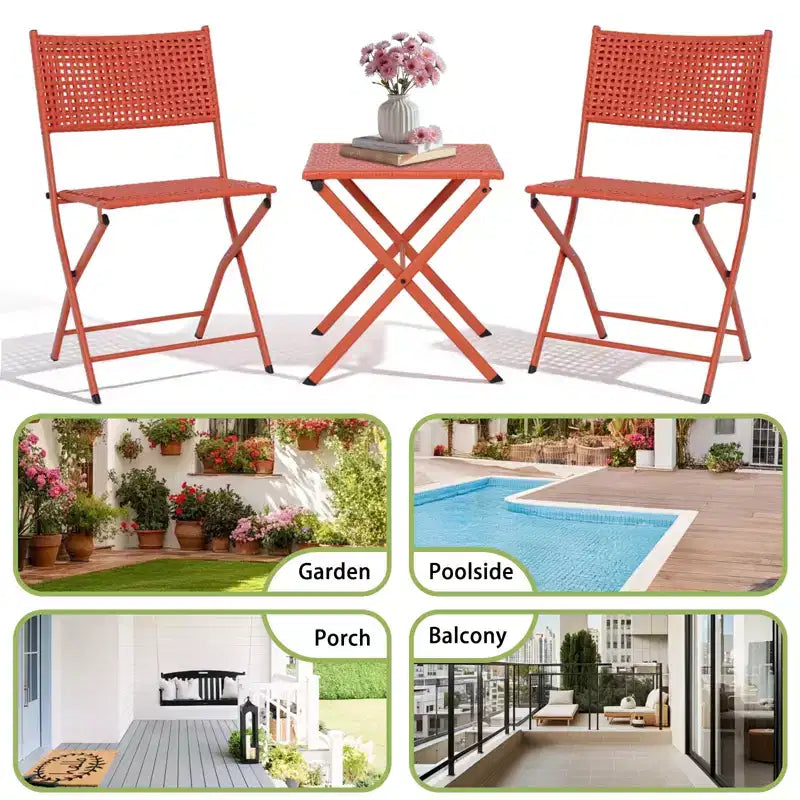NAYSAYE Ensemble bistro de patio pliant - Acier résistant à la rouille, mobilier d'extérieur gain de place pour jardin et balcon, 18,1*18,1*19,5
