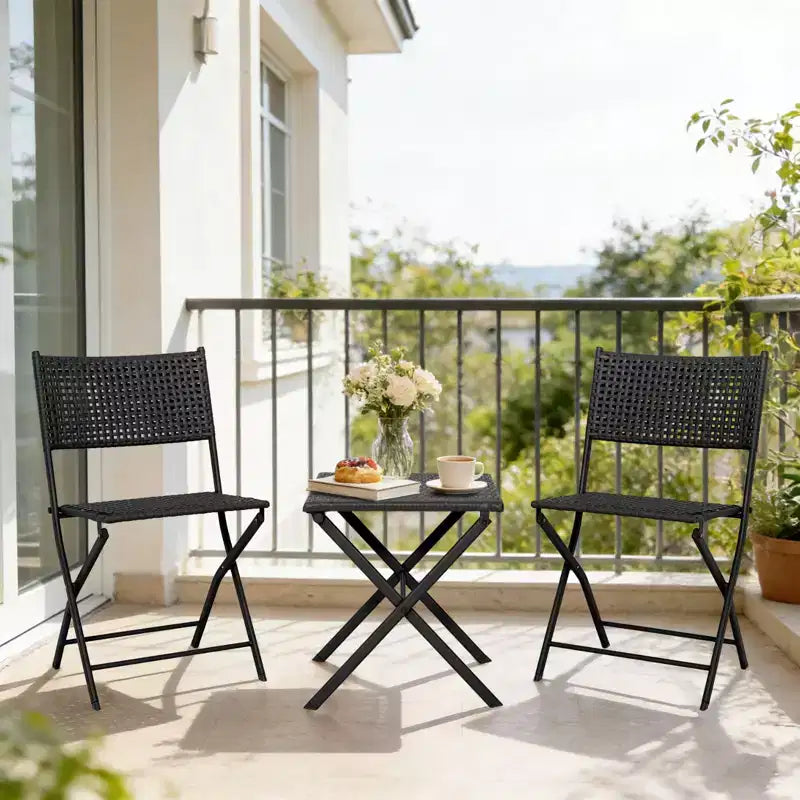 NAYSAYE Ensemble bistro de patio pliant - Acier résistant à la rouille, mobilier d'extérieur gain de place pour jardin et balcon, 18,1*18,1*19,5