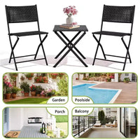 NAYSAYE Ensemble bistro de patio pliant - Acier résistant à la rouille, mobilier d'extérieur gain de place pour jardin et balcon, 18,1*18,1*19,5