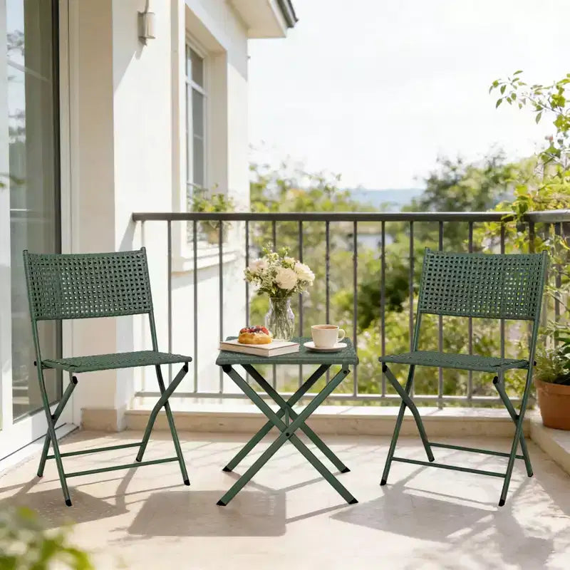 NAYSAYE Ensemble bistro de patio pliant - Acier résistant à la rouille, mobilier d'extérieur gain de place pour jardin et balcon, 18,1*18,1*19,5
