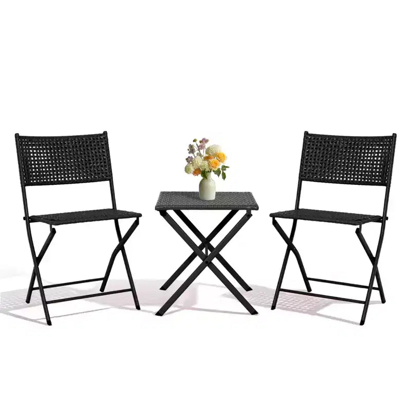 NAYSAYE Ensemble bistro de patio pliant - Acier résistant à la rouille, mobilier d'extérieur gain de place pour jardin et balcon, 18,1*18,1*19,5