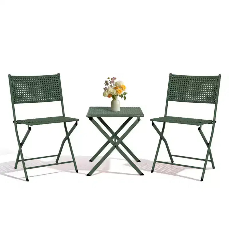 NAYSAYE Folding Patio Bistro Set Rust Resistant Steel Space Saving Outdoor Furniture for Garden Balcony, 18.1*18.1*19.5