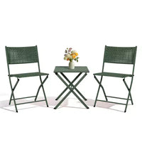 NAYSAYE Folding Patio Bistro Set Rust Resistant Steel Space Saving Outdoor Furniture for Garden Balcony, 18.1*18.1*19.5