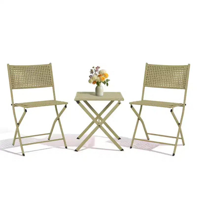 NAYSAYE Ensemble bistro de patio pliant - Acier résistant à la rouille, mobilier d'extérieur gain de place pour jardin et balcon, 18,1*18,1*19,5