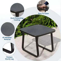 Ensemble de bistro à bascule d'extérieur Garvee 3 pièces, ensemble de meubles de petit patio en tissu textilène avec accoudoirs en fer et table basse pour pelouse, porche