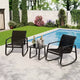 Garvee 3 Piece Outdoor Rocking Bistro Set, Textilene Fabric Small Patio Furniture Set with Iron Armrests and Coffee Table for Lawn, Porch