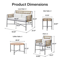LAUSAINT HOME Ensemble de mobilier de terrasse, ensemble de conversation d'extérieur en résine tressée avec 2 fauteuils en rotin tressé PE, 1 causeuse avec coussins