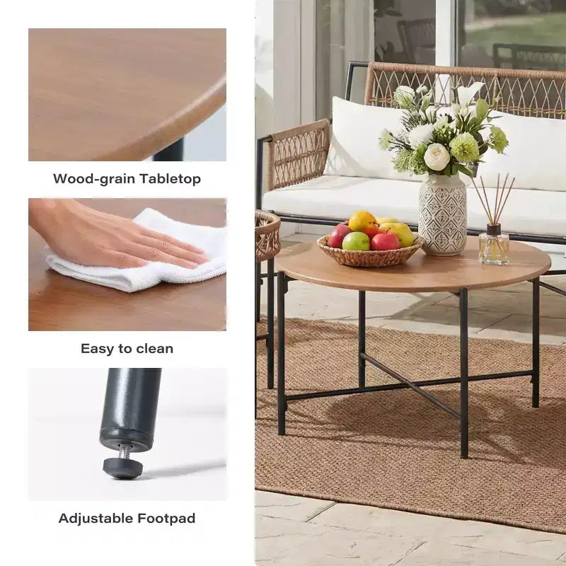 LAUSAINT HOME Ensemble de mobilier de terrasse, ensemble de conversation d'extérieur en résine tressée avec 2 fauteuils en rotin tressé PE, 1 causeuse avec coussins