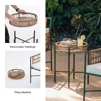 LAUSAINT HOME Ensemble de mobilier de terrasse, ensemble de conversation d'extérieur en résine tressée avec 2 fauteuils en rotin tressé PE, 1 causeuse avec coussins