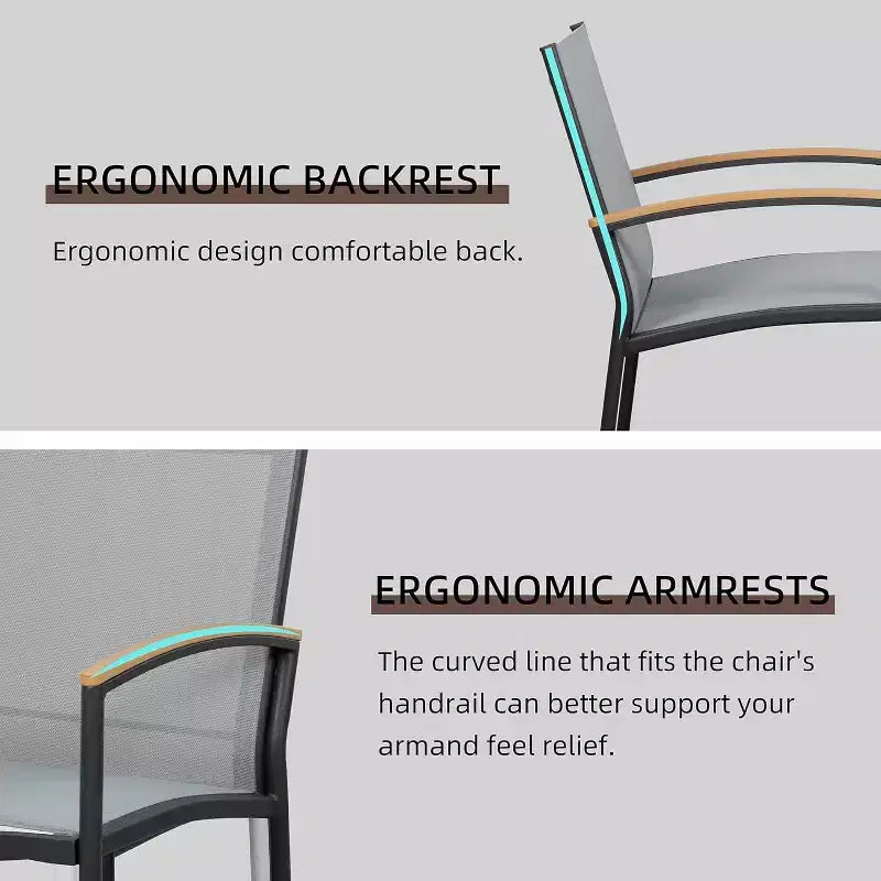 Ensemble bistro de patio d'extérieur 3 pièces - Petit mobilier de conversation en tissu Textilene pour pelouse, jardin, balcon