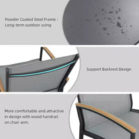 Ensemble bistro de patio d'extérieur 3 pièces - Petit mobilier de conversation en tissu Textilene pour pelouse, jardin, balcon