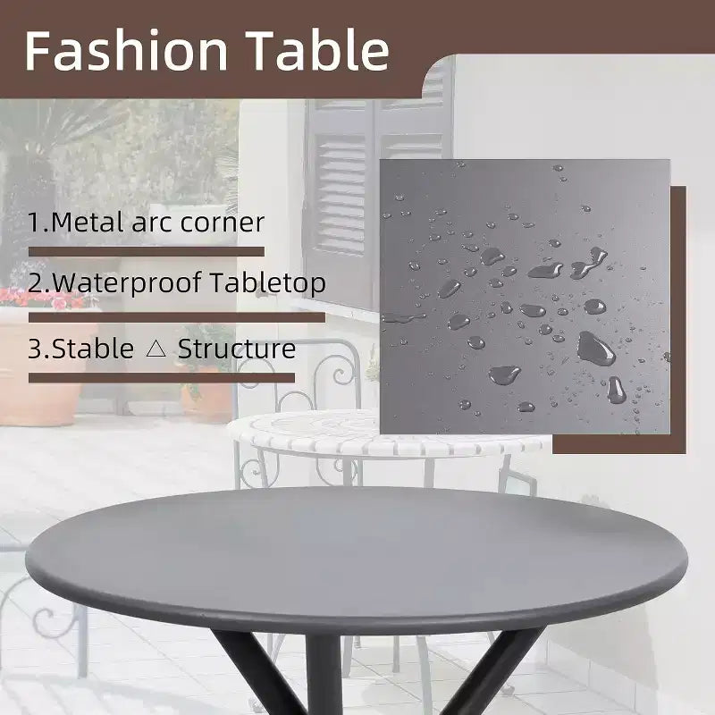 Ensemble bistro de patio d'extérieur 3 pièces - Petit mobilier de conversation en tissu Textilene pour pelouse, jardin, balcon