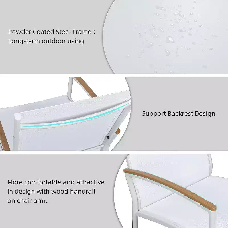 Ensemble bistro de patio d'extérieur 3 pièces - Petit mobilier de conversation en tissu Textilene pour pelouse, jardin, balcon