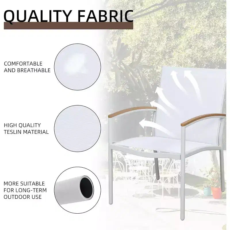Ensemble bistro de patio d'extérieur 3 pièces - Petit mobilier de conversation en tissu Textilene pour pelouse, jardin, balcon