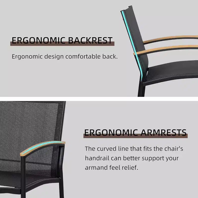 Ensemble bistro de patio d'extérieur 3 pièces - Petit mobilier de conversation en tissu Textilene pour pelouse, jardin, balcon