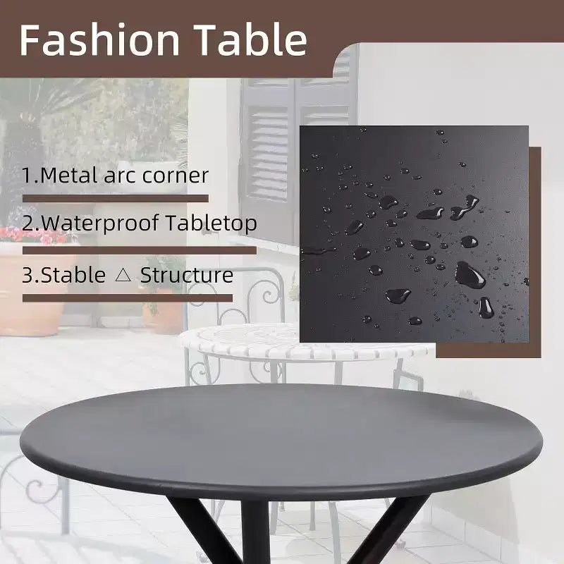 Ensemble bistro de patio d'extérieur 3 pièces - Petit mobilier de conversation en tissu Textilene pour pelouse, jardin, balcon