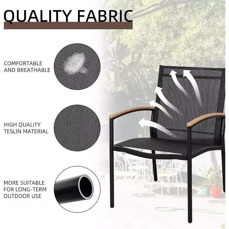 Ensemble bistro de patio d'extérieur 3 pièces - Petit mobilier de conversation en tissu Textilene pour pelouse, jardin, balcon
