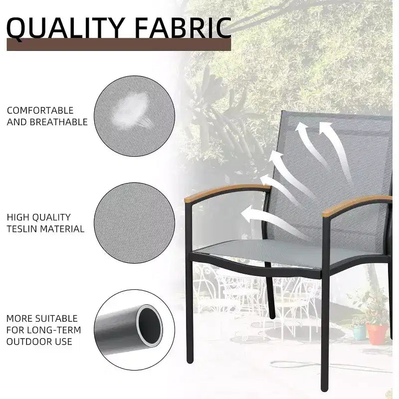 Ensemble bistro de patio d'extérieur 3 pièces - Petit mobilier de conversation en tissu Textilene pour pelouse, jardin, balcon