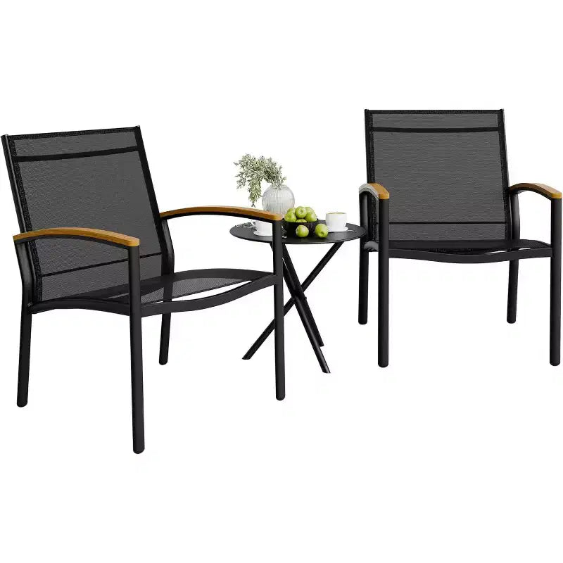 3 Pieces Outdoor Patio Bistro Sets, Textilene Fabric Conversation Small Furniture Set for Lawn,Garden,Balcony