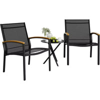 3 Pieces Outdoor Patio Bistro Sets, Textilene Fabric Conversation Small Furniture Set for Lawn,Garden,Balcony