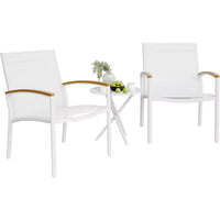 Ensemble bistro de patio d'extérieur 3 pièces - Petit mobilier de conversation en tissu Textilene pour pelouse, jardin, balcon