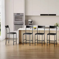 Tabourets de bar modernes en cuir PU, hauteur comptoir de 61 cm, dossier incurvé et repose-pieds, rembourrés, capacité de 136 kg pour la maison ou le bureau