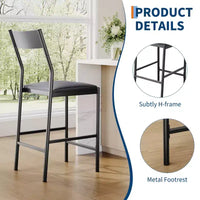 Tabourets de bar modernes en cuir PU, hauteur comptoir de 61 cm, dossier incurvé et repose-pieds, rembourrés, capacité de 136 kg pour la maison ou le bureau