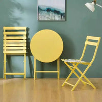 MAYEERTY Ensemble bistrot de patio pliable blanc 3 pièces, table et chaises rondes