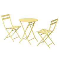MAYEERTY Ensemble bistrot de patio pliable blanc 3 pièces, table et chaises rondes